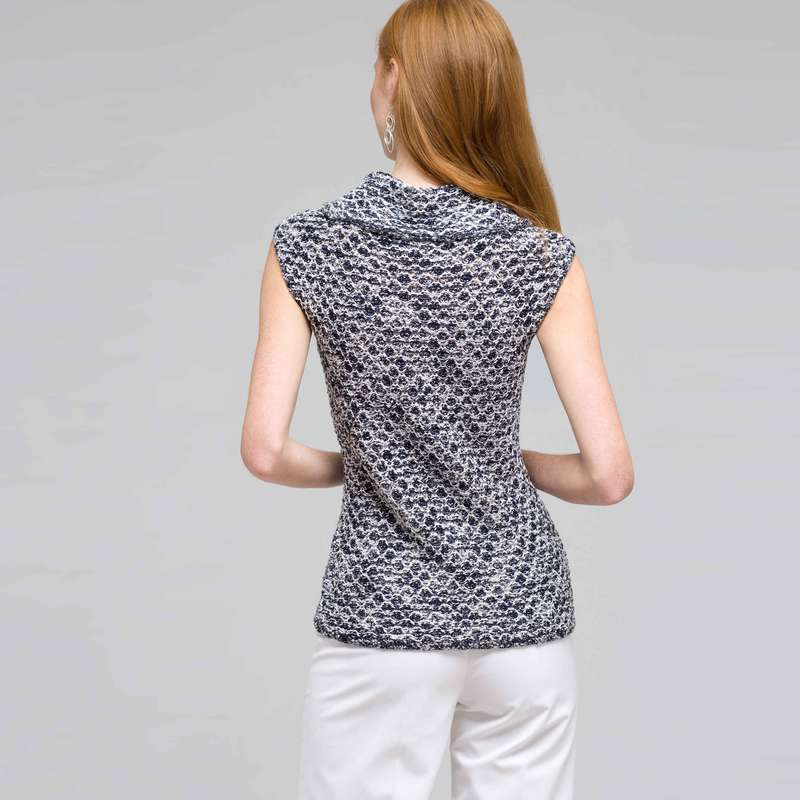 Sleeveless Cowl Neck Top, White Multi, large image number 1